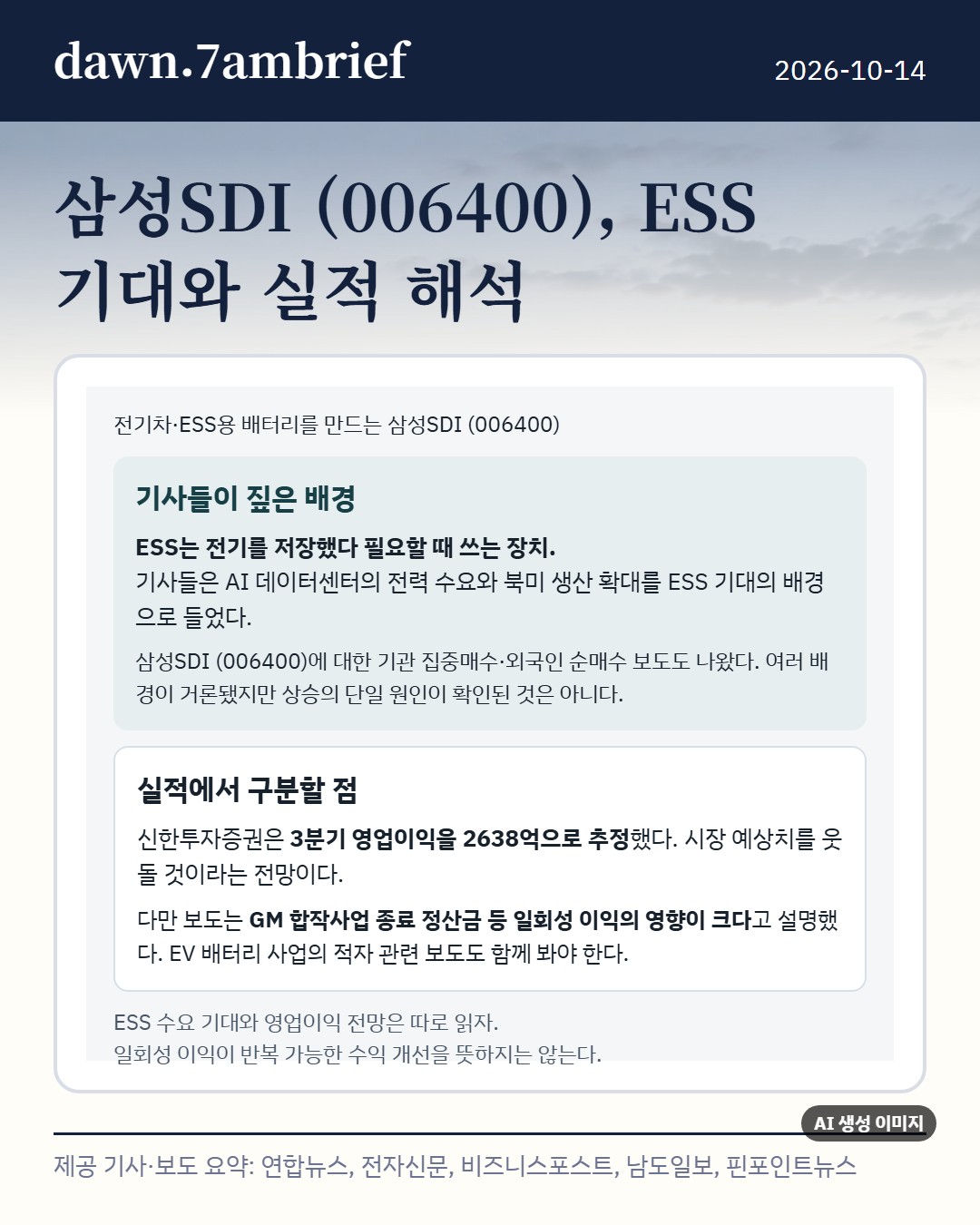 삼성SDI (006400) 591,000원 마감, 코스피 6거래일 연속 하락 속 +5.54%